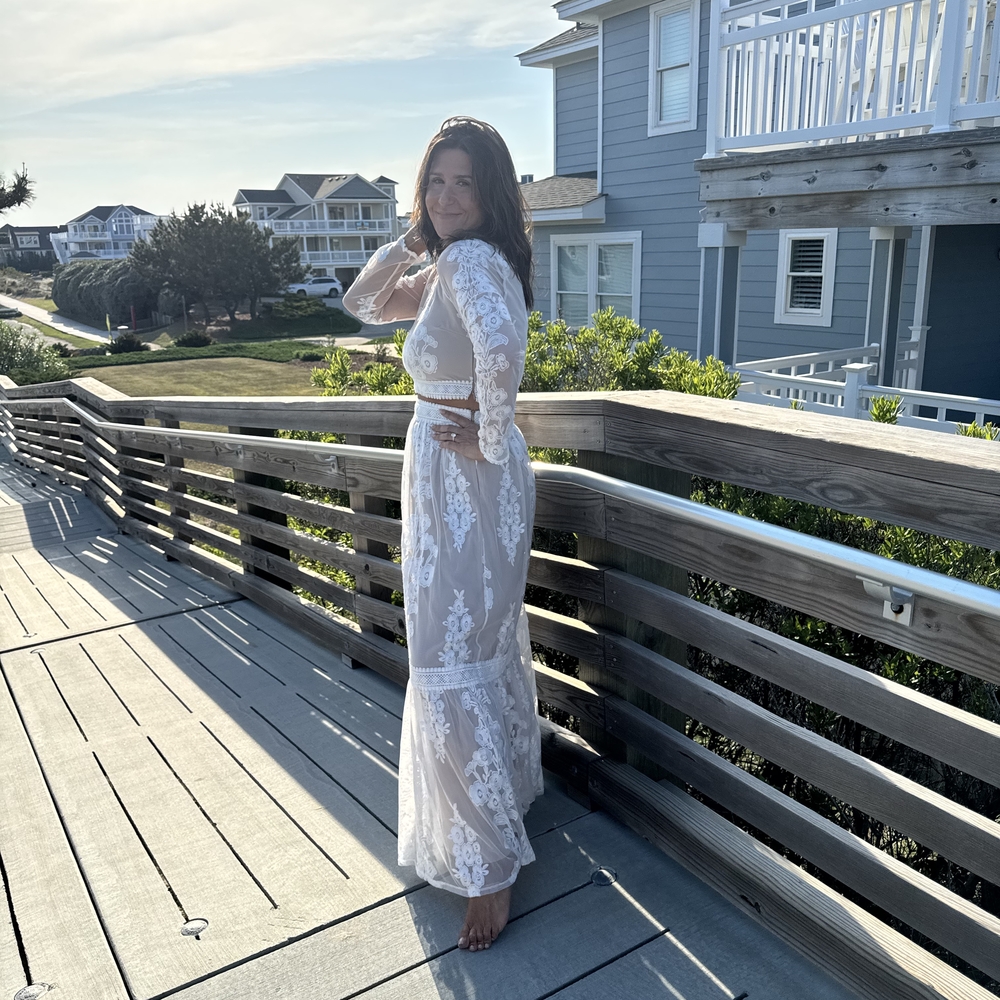 Altar'd State Cream Lace Long Sleeve Dress